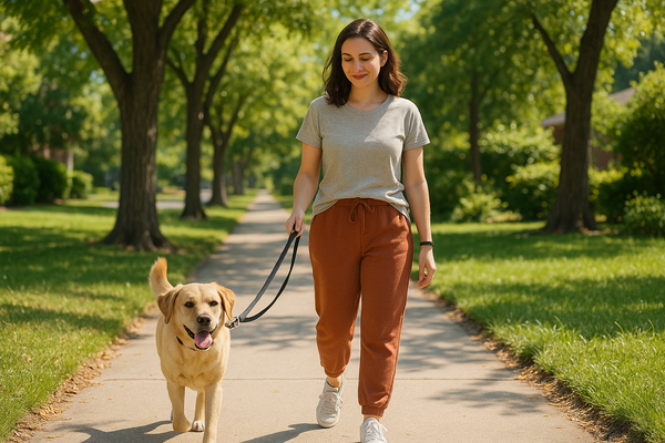 lady walking the dog